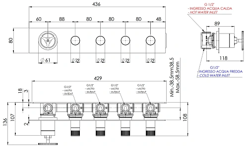 Смеситель для душа Remer Chrono CH98D4NO, черный матовый Смеситель для душа Remer Chrono CH98D4NO, черный матовый