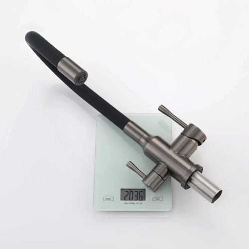 Смеситель для кухни Raglo R81.64.09 с гибким изливом с подключением к фильтру, графит Смеситель для кухни Raglo R81.64.09 с гибким изливом с подключением к фильтру, графит