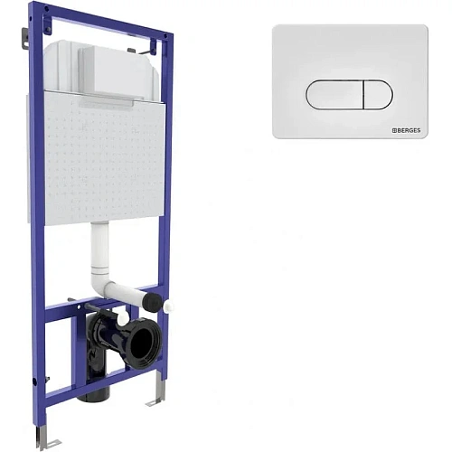 Инсталляция для унитаза BERGES NOVUM с кнопкой смыва, D1, белая 040231 Инсталляция для унитаза BERGES NOVUM с кнопкой смыва, D1, белая 040231