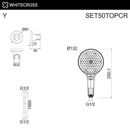 Душевой гарнитур WHITECROSS SET50TOPCR хром Душевой гарнитур WHITECROSS SET50TOPCR хром