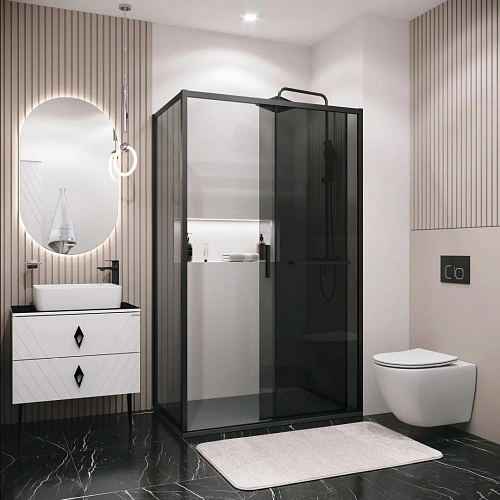 Боковая стенка GROSSMAN Style 200.K33.05.90.21.10 (90x195) черный матовый, стекло тонированное Боковая стенка GROSSMAN Style 200.K33.05.90.21.10 (90x195) черный матовый, стекло тонированное