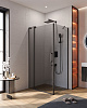 Картинка анонса товара «душевой уголок cezares slider-ah-1-80-100/110-grigio-nero 100-110x80см стекло тонированное (графит), профиль черный»