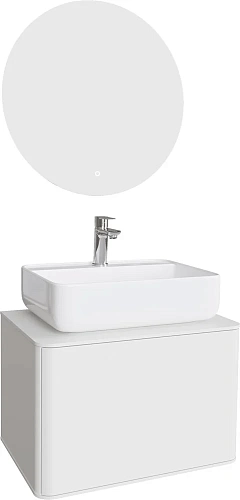 Комплект мебели STWORKI Ноттвиль 60 белая, без выреза под смеситель, подвесная, российская (гарнитур 444524 Комплект мебели STWORKI Ноттвиль 60 белая, без выреза под смеситель, подвесная, российская (гарнитур 444524