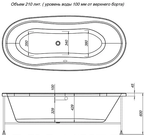 Акриловая ванна Aquanet Amelia 180x80 00210314 Акриловая ванна Aquanet Amelia 180x80 00210314