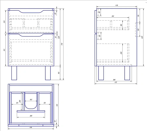 Тумба под раковину DREJA Q PLUS, 55 см, подвесная/напольная, 2 ящика, с опорами, белый глянец 99.000 99.0008 Тумба под раковину DREJA Q PLUS, 55 см, подвесная/напольная, 2 ящика, с опорами, белый глянец 99.000 99.0008