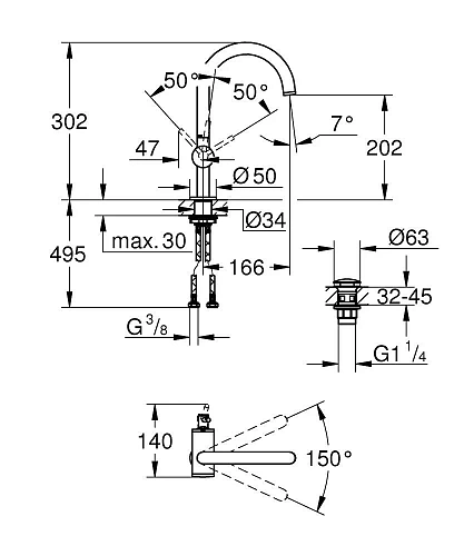 Смеситель для раковины GROHE Atrio New однорычажный на 1 отверстие, размер L, холодный рассвет гляне 32042GL3 Смеситель для раковины GROHE Atrio New однорычажный на 1 отверстие, размер L, холодный рассвет гляне 32042GL3