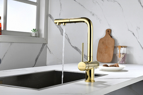 Смеситель для кухни Paulmark SERPENTINE золото Se213222-G Смеситель для кухни Paulmark SERPENTINE золото Se213222-G