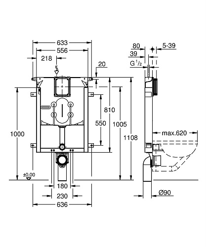 Инсталляция для унитаза GROHE Uniset (38729000) Инсталляция для унитаза GROHE Uniset (38729000)