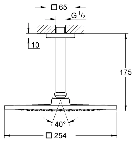 Верхний душ GROHE Rainshower F-series, 254х254 мм, Кронштейн верхнего душа, хром (26061000) Верхний душ GROHE Rainshower F-series, 254х254 мм, Кронштейн верхнего душа, хром (26061000)