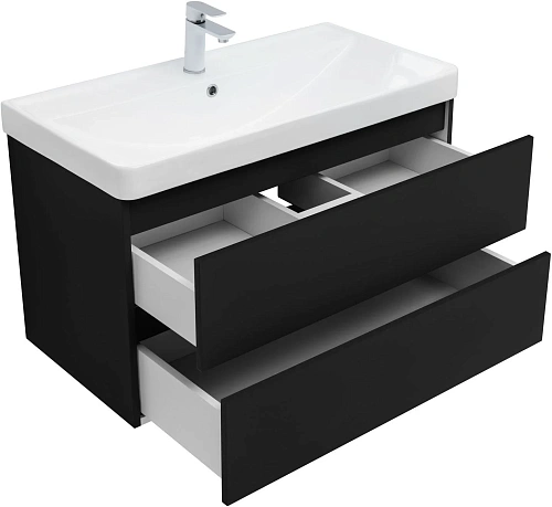 Тумба под раковину Aquanet Вега 2.0 90 черный 00337956 подвесная Тумба под раковину Aquanet Вега 2.0 90 черный 00337956 подвесная