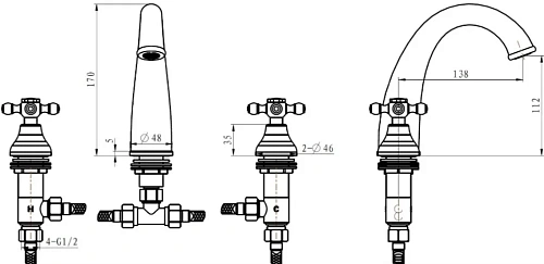 Смеситель для раковины Boheme Royal Cristal 277-Royal/CRST Смеситель для раковины Boheme Royal Cristal 277-Royal/CRST