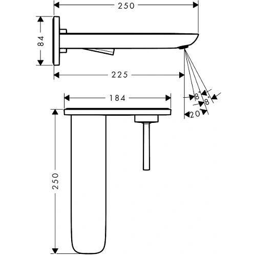 Смеситель для раковины hansgrohe PuraVida настенный с длинным изливом, белый/хром 15085400 Смеситель для раковины hansgrohe PuraVida настенный с длинным изливом, белый/хром 15085400