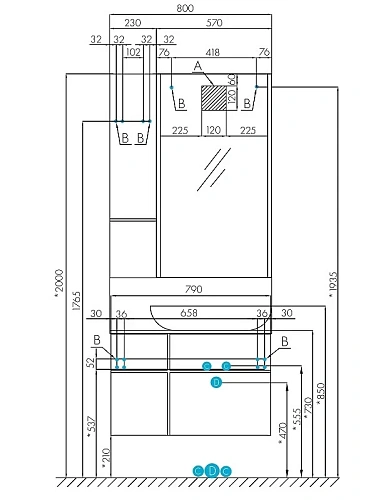 Тумба под раковину Aquaton Мишель 80 со столешницей, дуб рустикальный, фьорд 1A244501MIX30 Тумба под раковину Aquaton Мишель 80 со столешницей, дуб рустикальный, фьорд 1A244501MIX30