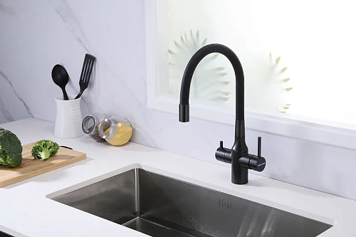 Смеситель для кухни Paulmark SALIX черный Sa213419-BLM Смеситель для кухни Paulmark SALIX черный Sa213419-BLM