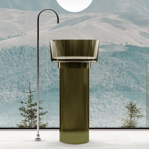 Раковина ABBER Kristall AT2702Vesuvian-H отдельностоящая, прозрачная, оливковая Раковина ABBER Kristall AT2702Vesuvian-H отдельностоящая, прозрачная, оливковая