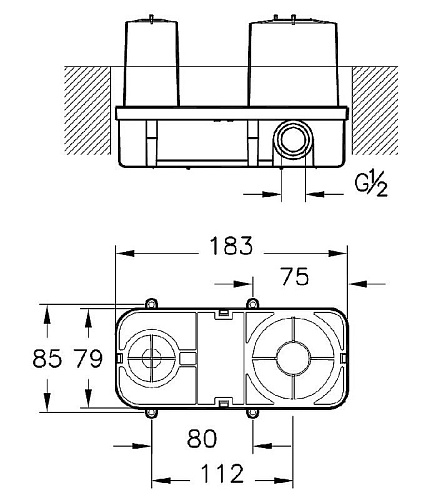 Скрытая часть смесителя Vitra Minibox A42230 Скрытая часть смесителя Vitra Minibox A42230