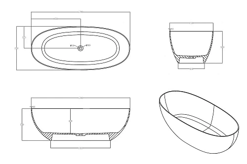 Ванна отдельностоящая ABBER AT9703Emerald 170x75 универсальная, зеленый полиэфирная смола Ванна отдельностоящая ABBER AT9703Emerald 170x75 универсальная, зеленый полиэфирная смола