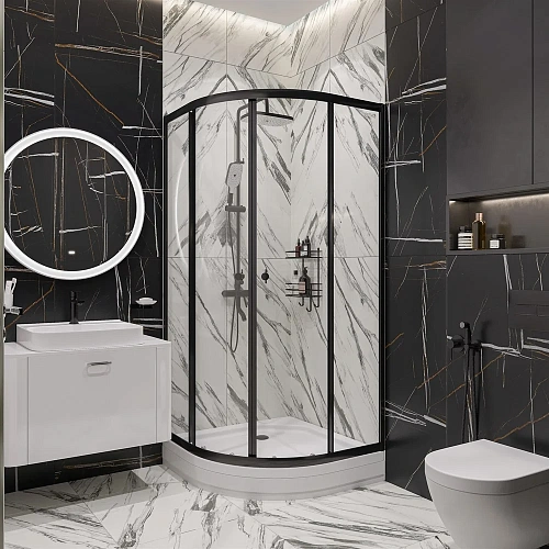 Душевой уголок DIWO Псков 90x90 профиль черный матовый 570906 Душевой уголок DIWO Псков 90x90 профиль черный матовый 570906