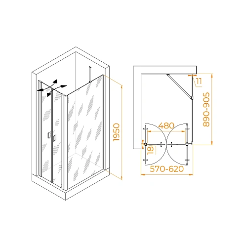 Душевой уголок RGW PA-144 (PA-104+Z-050-2+O-204) 600x900 мм 060814469-11 хром Easy Clean Душевой уголок RGW PA-144 (PA-104+Z-050-2+O-204) 600x900 мм 060814469-11 хром Easy Clean