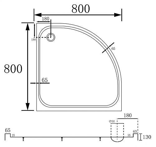 Душевой поддон ABBER AD3A080 80х80 четверть круга, акриловый, белый Душевой поддон ABBER AD3A080 80х80 четверть круга, акриловый, белый