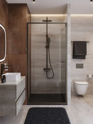 Душевая дверь CEZARES LUX-B-FS-1-100-C-GM 100 см, профиль оружейная сталь, стекло прозрачное Душевая дверь CEZARES LUX-B-FS-1-100-C-GM 100 см, профиль оружейная сталь, стекло прозрачное