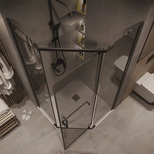 Душевой уголок GROSSMAN Pragma 302.K33.03.1010.21.10 (100x100x195) трапеция,распашн,черн.матов,стекло тониров Душевой уголок GROSSMAN Pragma 302.K33.03.1010.21.10 (100x100x195) трапеция,распашн,черн.матов,стекло тониров