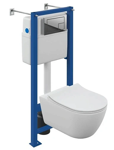 Комплект унитаза Cersanit NATURE OVAL (A64576) инсталляции VECTOR и клавиши смыва CORNER пластик хром 64576 Комплект унитаза Cersanit NATURE OVAL (A64576) инсталляции VECTOR и клавиши смыва CORNER пластик хром 64576