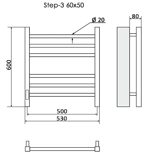 Полотенцесушитель электрический Ника STEP-3 60/50 левый тэн Полотенцесушитель электрический Ника STEP-3 60/50 левый тэн