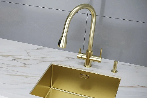Смеситель для кухни Paulmark LANGE светлое золото La214212-LG Смеситель для кухни Paulmark LANGE светлое золото La214212-LG