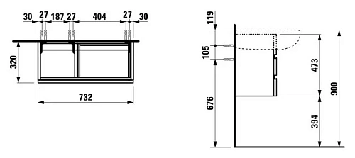 Тумба под раковину Laufen Alessi 2447.0 (4.2447.0.097.630.1), 730x320x480 мм Тумба под раковину Laufen Alessi 2447.0 (4.2447.0.097.630.1), 730x320x480 мм