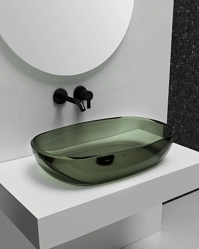 Раковина ABBER Kristall AT2805Vesuvian прозрачная, накладная, оливковая Раковина ABBER Kristall AT2805Vesuvian прозрачная, накладная, оливковая