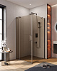 Картинка анонса товара «душевой уголок cezares slider-ah-1-100-100/110-br-gm 100-110x100см стекло тонированное (бронза), профиль оружейная сталь»