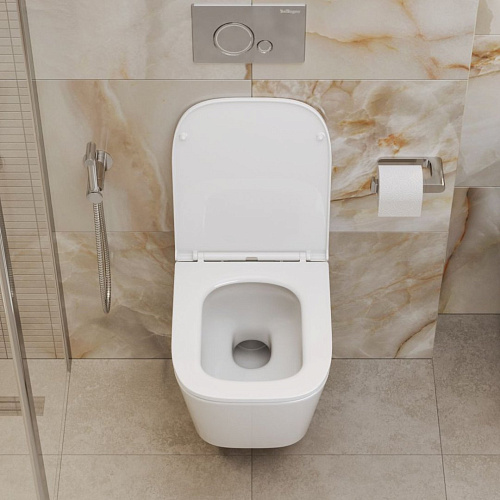 Унитаз подвесной BelBagno ARDENTE-R BB520CH-TOR/SC безободковый c сиденьем Унитаз подвесной BelBagno ARDENTE-R BB520CH-TOR/SC безободковый c сиденьем