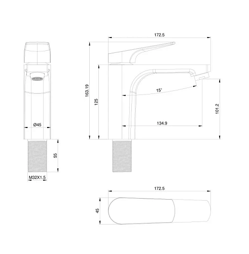 Смеситель для раковины Wonzon & Woghand темный графит (WW-A40492-BGG) Смеситель для раковины Wonzon & Woghand темный графит (WW-A40492-BGG)