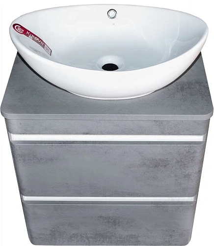 Тумба под раковину Style Line Атлантика 60, Люкс бетон темный, (2 ящ.), со столешницей, PLUS СС-00002279 Тумба под раковину Style Line Атлантика 60, Люкс бетон темный, (2 ящ.), со столешницей, PLUS СС-00002279