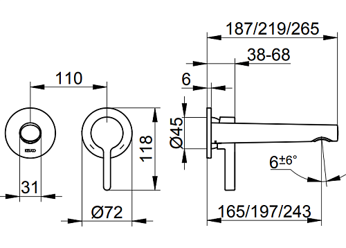 Смеситель для раковины Keuco Edition 400 51516130200, для встройки 219 мм Смеситель для раковины Keuco Edition 400 51516130200, для встройки 219 мм