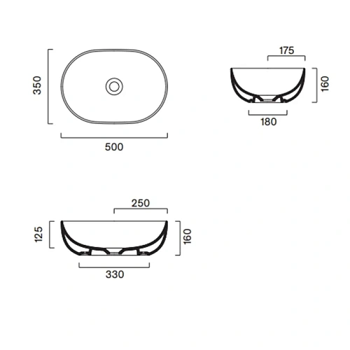 Раковина Catalano Sfera 0522500001 накладная 50x35, белый глянцевый Раковина Catalano Sfera 0522500001 накладная 50x35, белый глянцевый