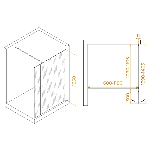 Душевая перегородка RGW Walk In WA-050 (WA-002 + Z-070) 1100 мм 351005013-11 хром, Easy Clean Душевая перегородка RGW Walk In WA-050 (WA-002 + Z-070) 1100 мм 351005013-11 хром, Easy Clean
