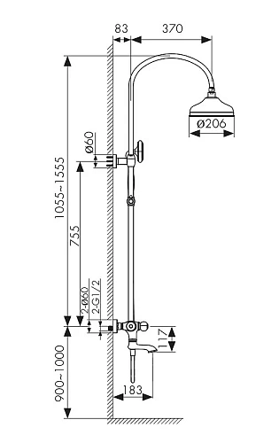Душевая система Kaiser Aria с термостатом, бронза 03182-1 Душевая система Kaiser Aria с термостатом, бронза 03182-1