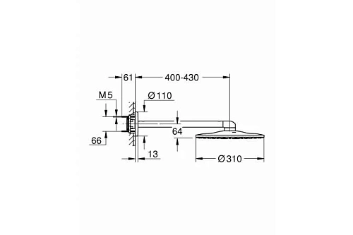 Верхний душ GROHE Rainshower SmartActive 310, темный графит матовый (26475AL0) Верхний душ GROHE Rainshower SmartActive 310, темный графит матовый (26475AL0)