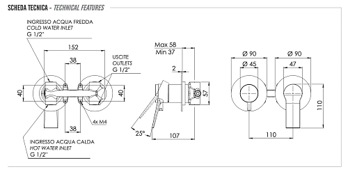 Смеситель для душа Remer Slash SL92ZP Смеситель для душа Remer Slash SL92ZP