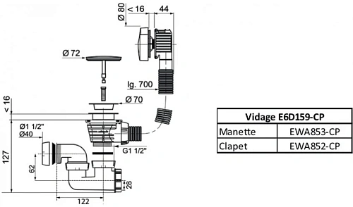 Слив-перелив Jacob Delafon E6D159-CP Слив-перелив Jacob Delafon E6D159-CP