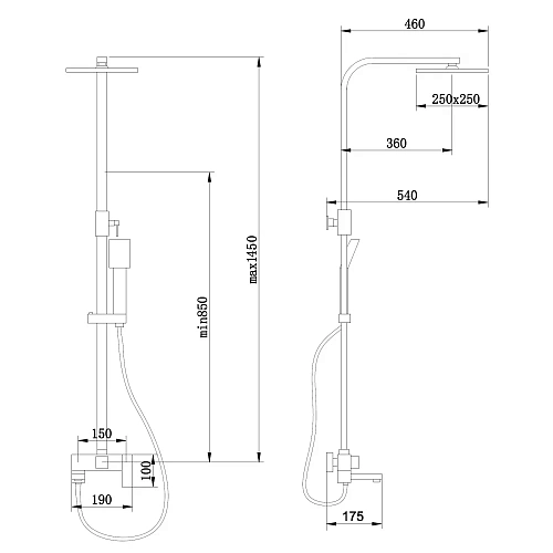 Душевая система ABBER Daheim AF8216NGL с изливом, никель Душевая система ABBER Daheim AF8216NGL с изливом, никель