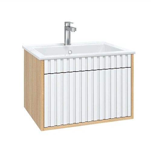 Тумба под раковину Onika Дайлер 60 см 106150 подвесная белая/дуб сонома (для Бергамо Нова 60) Тумба под раковину Onika Дайлер 60 см 106150 подвесная белая/дуб сонома (для Бергамо Нова 60)