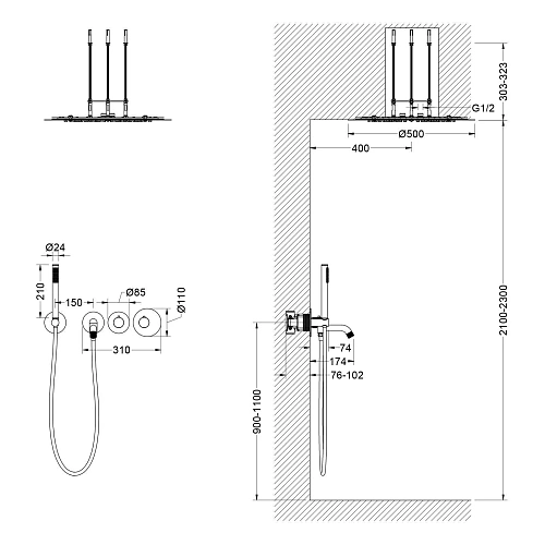 Душевая система Timo Saona SX-2358/00SM встраиваемая с термостатом хром Душевая система Timo Saona SX-2358/00SM встраиваемая с термостатом хром