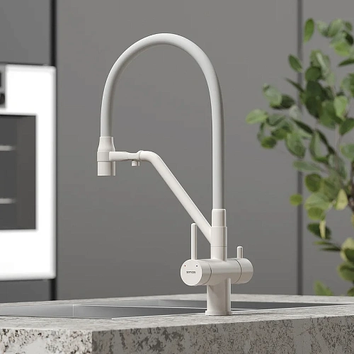 Смеситель для кухни Sancos Dora SC4003MW под фильтр, белый матовый Смеситель для кухни Sancos Dora SC4003MW под фильтр, белый матовый