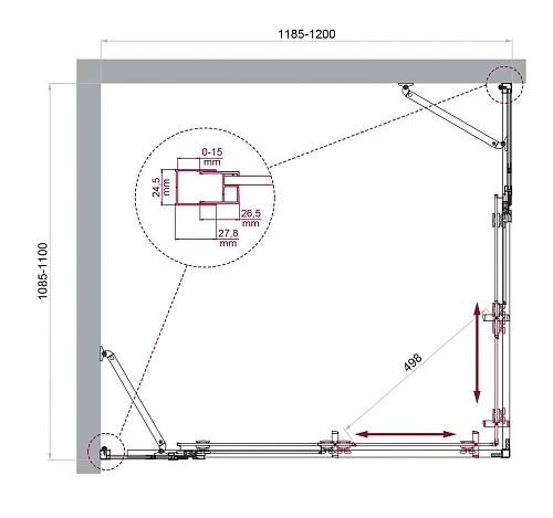 Душевой уголок BelBagno LUCE-AH-22-120/110-C-Cr Душевой уголок BelBagno LUCE-AH-22-120/110-C-Cr