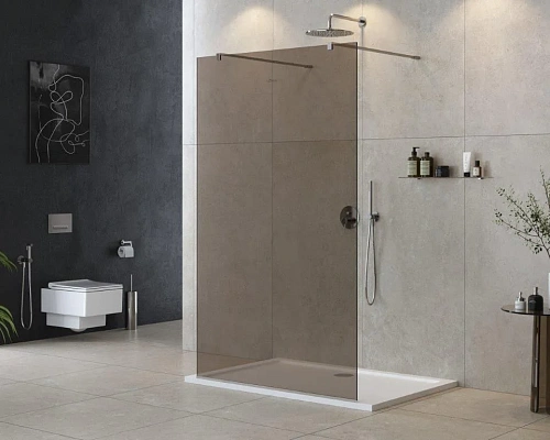 Душевая перегородка CEZARES LIBERTA-L-2-110-120-BR-Cr 110см стекло тонированное (бронза), профиль хром Душевая перегородка CEZARES LIBERTA-L-2-110-120-BR-Cr 110см стекло тонированное (бронза), профиль хром