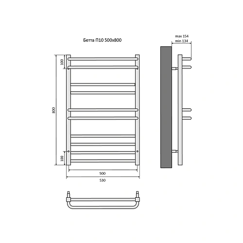 Полотенцесушитель водяной Aquatek Бетта П10 500х800 мм AQ KRC1080CH Полотенцесушитель водяной Aquatek Бетта П10 500х800 мм AQ KRC1080CH