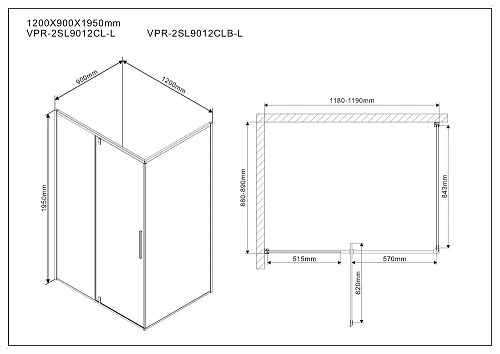 Душевой уголок Vincea Slim VPR-2SL9012CLB-L, 1200x900, матовый черный, стекло прозрачное, левый Душевой уголок Vincea Slim VPR-2SL9012CLB-L, 1200x900, матовый черный, стекло прозрачное, левый
